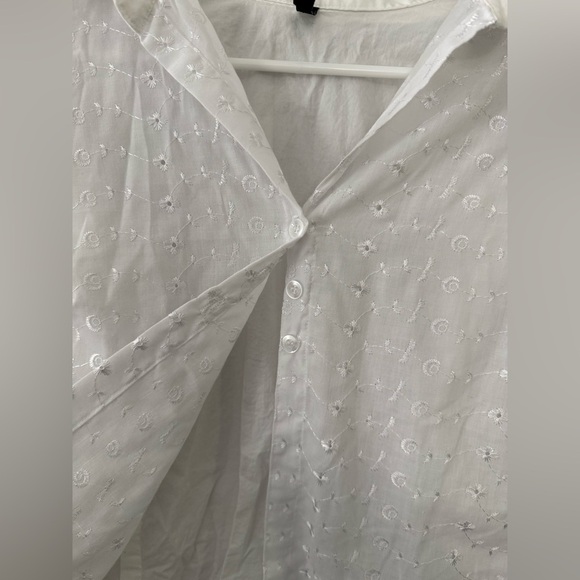 VTG Star City Embroidered Floral Button Up Blouse Long Sleeve White Size S M - Picture 6 of 8